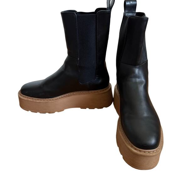 H&M Black Platform Chelsea Boots Size 38 US 7 Bloggers Classic - Picture 8 of 13